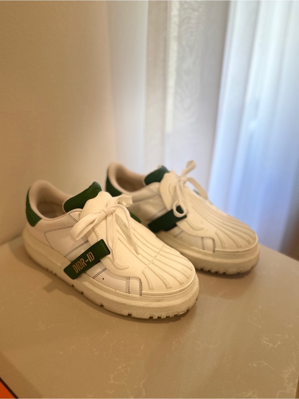 Dior White & Green Low-Top Sneakers